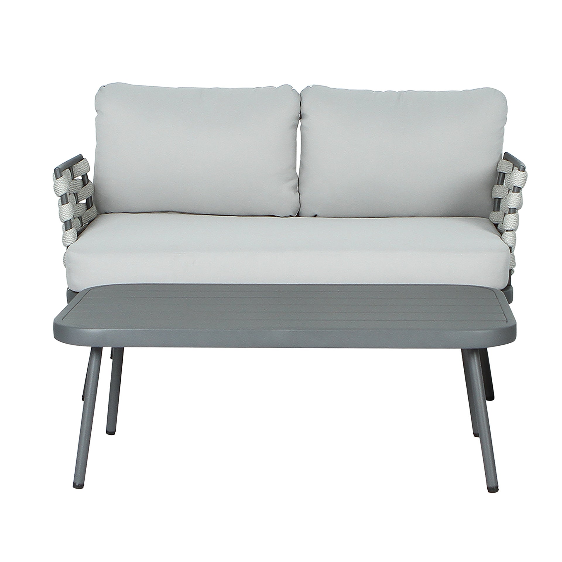 Mariano Steel Loveseat and Table, Grey