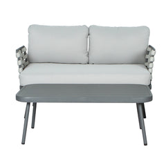 Mariano Steel Loveseat and Table, Grey