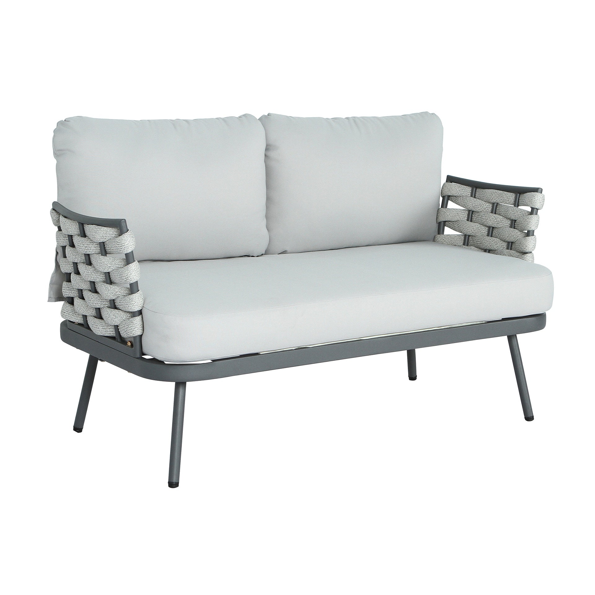 Mariano Steel Loveseat and Table, Grey
