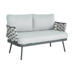 Mariano Steel Loveseat and Table, Grey