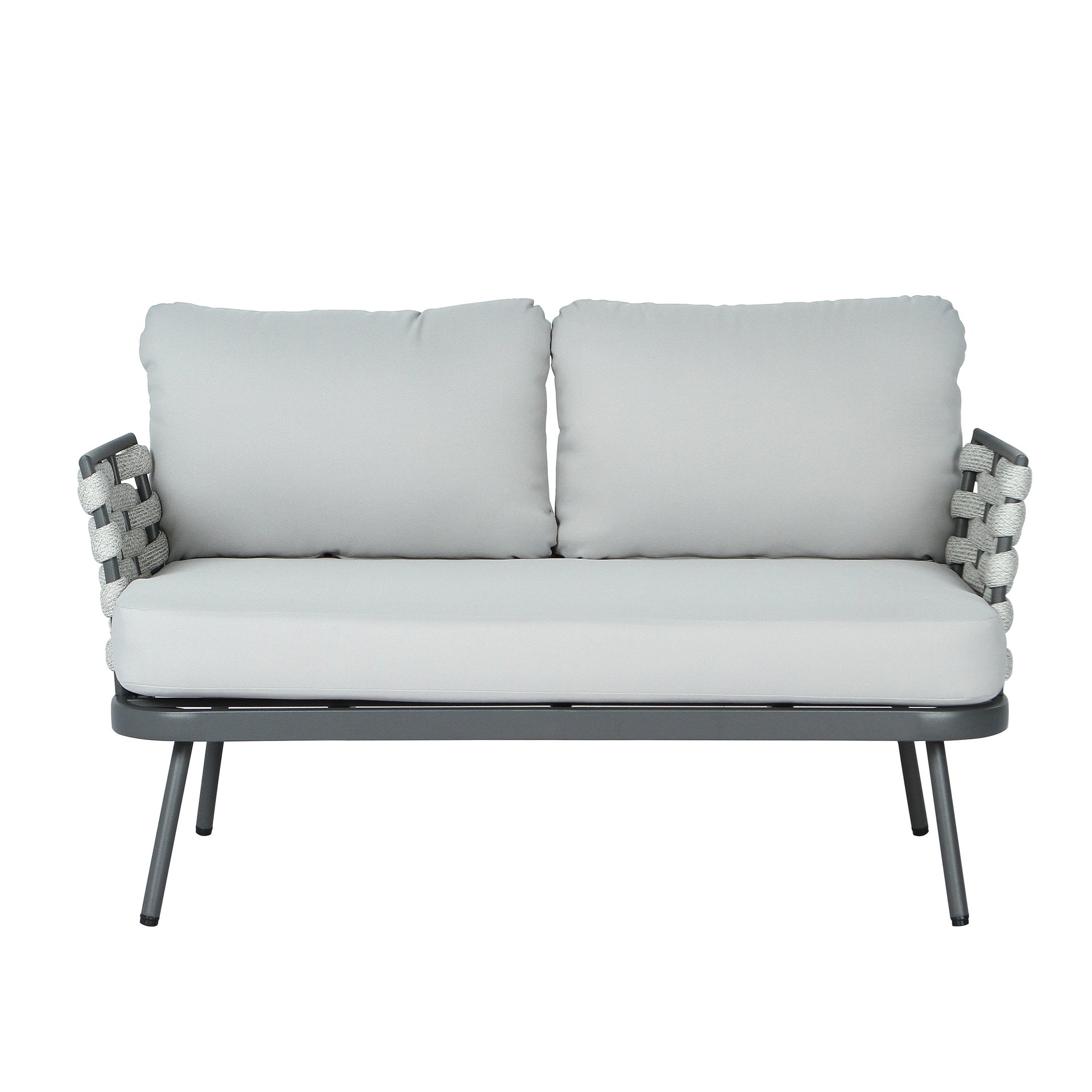 Mariano Steel Loveseat and Table, Grey