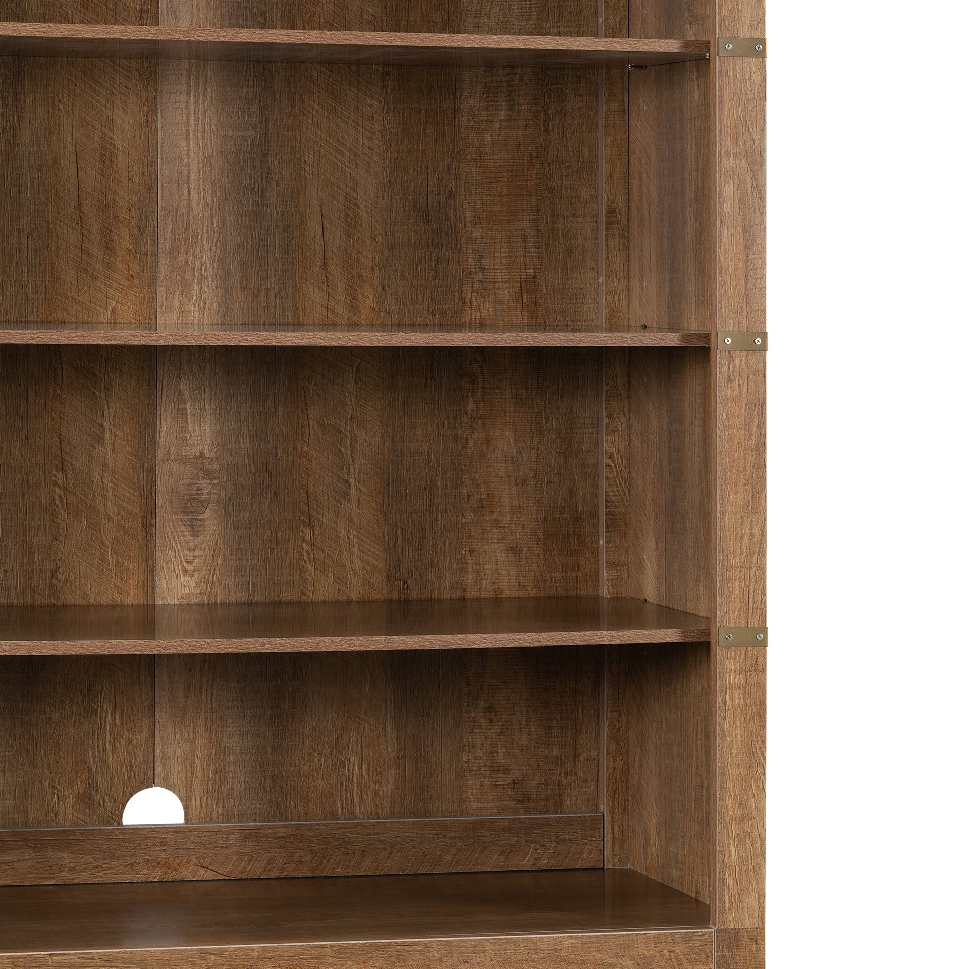 83.4"Tall Modern Bookshelf with Doors, Farmhouse Bookcase with 3-Tier Adjustable Shelves, Display Shelves with LED Light,Large Storage Cabinet for Living Room,Home Office, Walnut
