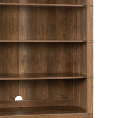 83.4"Tall Modern Bookshelf with Doors, Farmhouse Bookcase with 3-Tier Adjustable Shelves, Display Shelves with LED Light,Large Storage Cabinet for Living Room,Home Office, Walnut