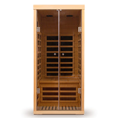Low EMF One person wide space hemlock double doors great glass luxury indoor Far infrared sauna room