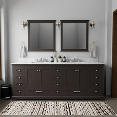 Espresso Double Bath Vanity 84 in. W x 22 in. D, with Carrara Marble Top