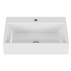 20.6" Square Ceramic Vessel Sink - Premium White Above-Counter Basin