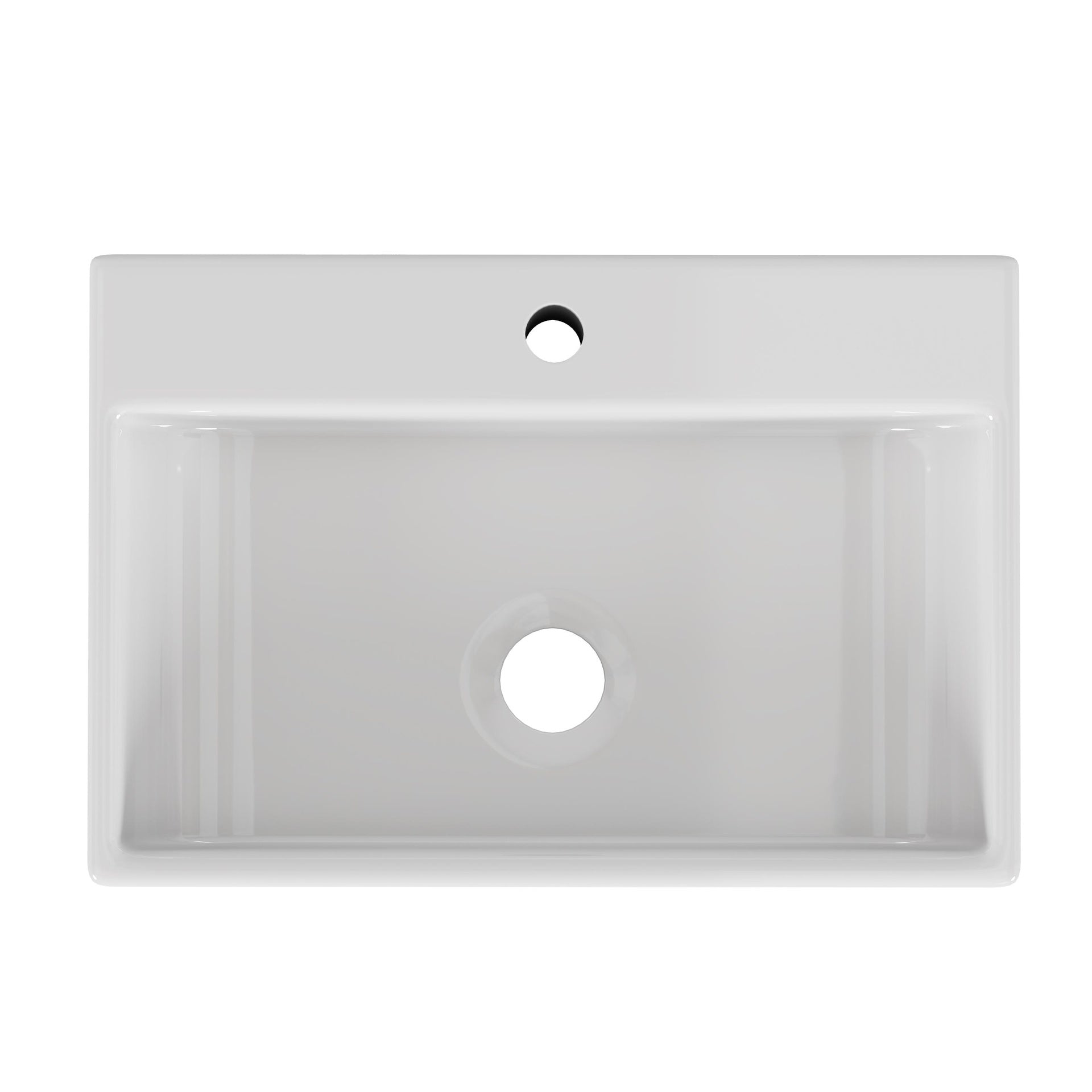 20.6" Square Ceramic Vessel Sink - Premium White Above-Counter Basin