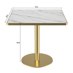 Square Modern Dinning Table 31.5 inches Bistro Table Tulip Table with Faux Marble top,Easy Assemble,Sturdy Metal Frame Diameter