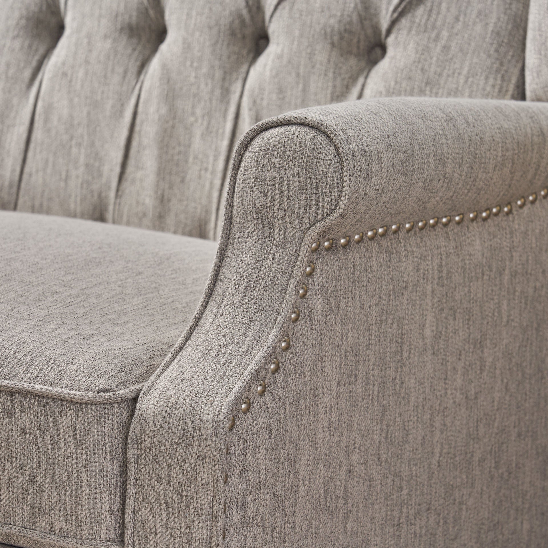 Oversized Tufted Wingback Fabric Push Back Recliner with Nailhead Trim and Button Tufted Diamond Stitch for Living Room, Bedroom