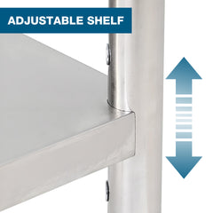 36''*24'' Commercial Work Table for Restaurant and Home Stainless Steel Kitchen Prep Table with Under Shelf