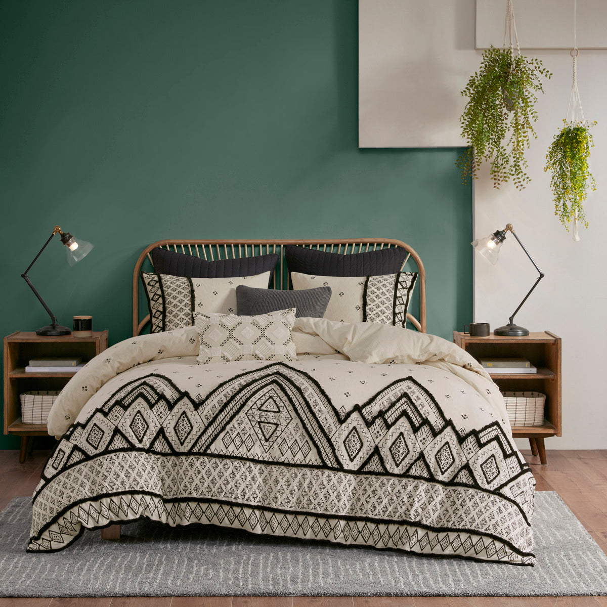 King/Cal King 3 Piece Flax and Cotton Blended Duvet Cover Set