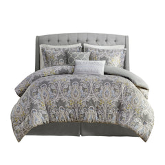 6 Piece Cotton Comforter Set Grey Cal King