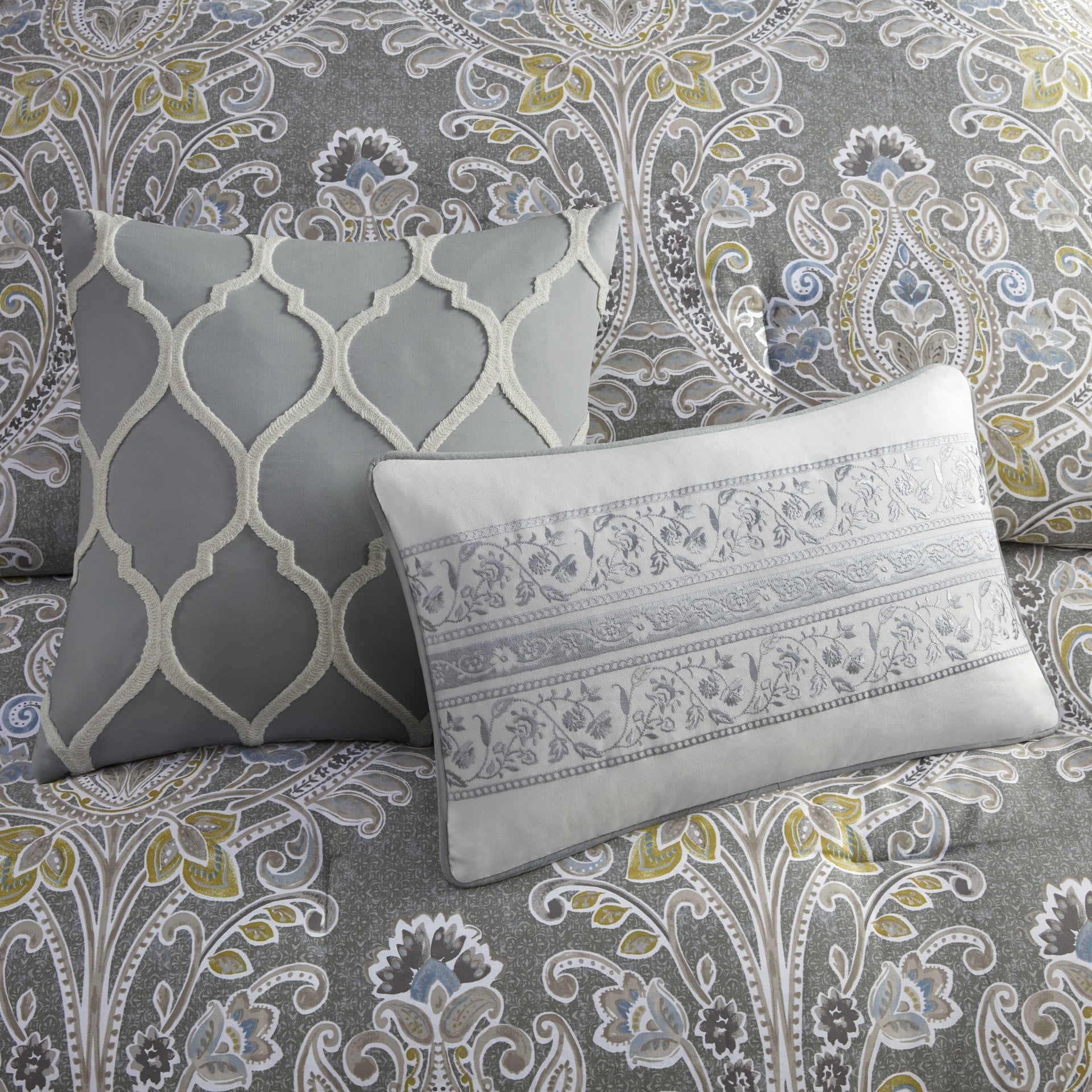 6 Piece Cotton Comforter Set Grey Cal King
