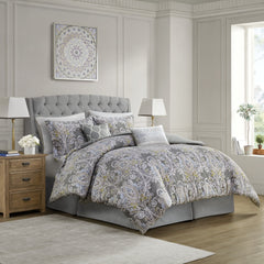 6 Piece Cotton Comforter Set Grey Cal King