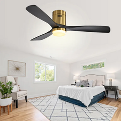 52" Smart Ceiling Fan with Light - Gold Finish, Matte Black Blades, APP & Alexa Voice Control, Quiet Reversible Motor, Dimmable LED with Timer