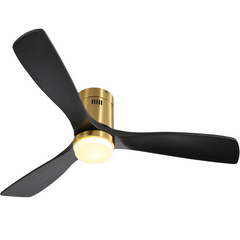 52" Smart Ceiling Fan with Light - Gold Finish, Matte Black Blades, APP & Alexa Voice Control, Quiet Reversible Motor, Dimmable LED with Timer