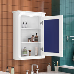 20" Wall Mounted Bathroom Storage Cabinet with Mirror, Medicine Cabinet with Height Adjustable Shelf, Over the Toilet Space Saver Cabinet