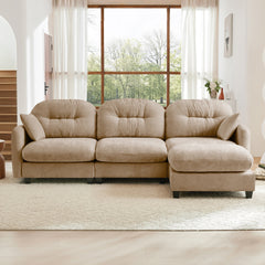 Modular Sectional L Shaped Couch With Ottoman, Premium Chenille Fabric,Tufted Cushion Backrest Design,Ergonomic Design  Easy Install,Fits Bedrooms, Living Rooms Reading Nooks,Camel