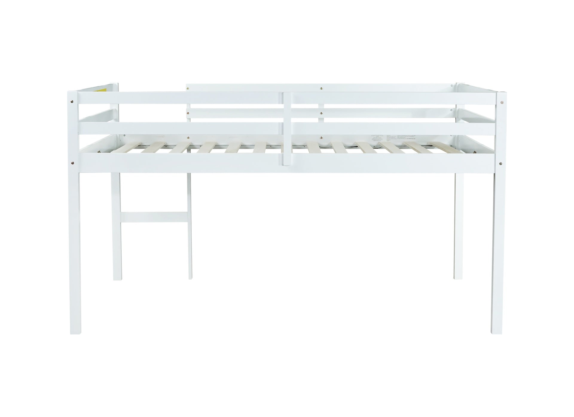 Full Rubber Wood Loft Bed with Ladder,White