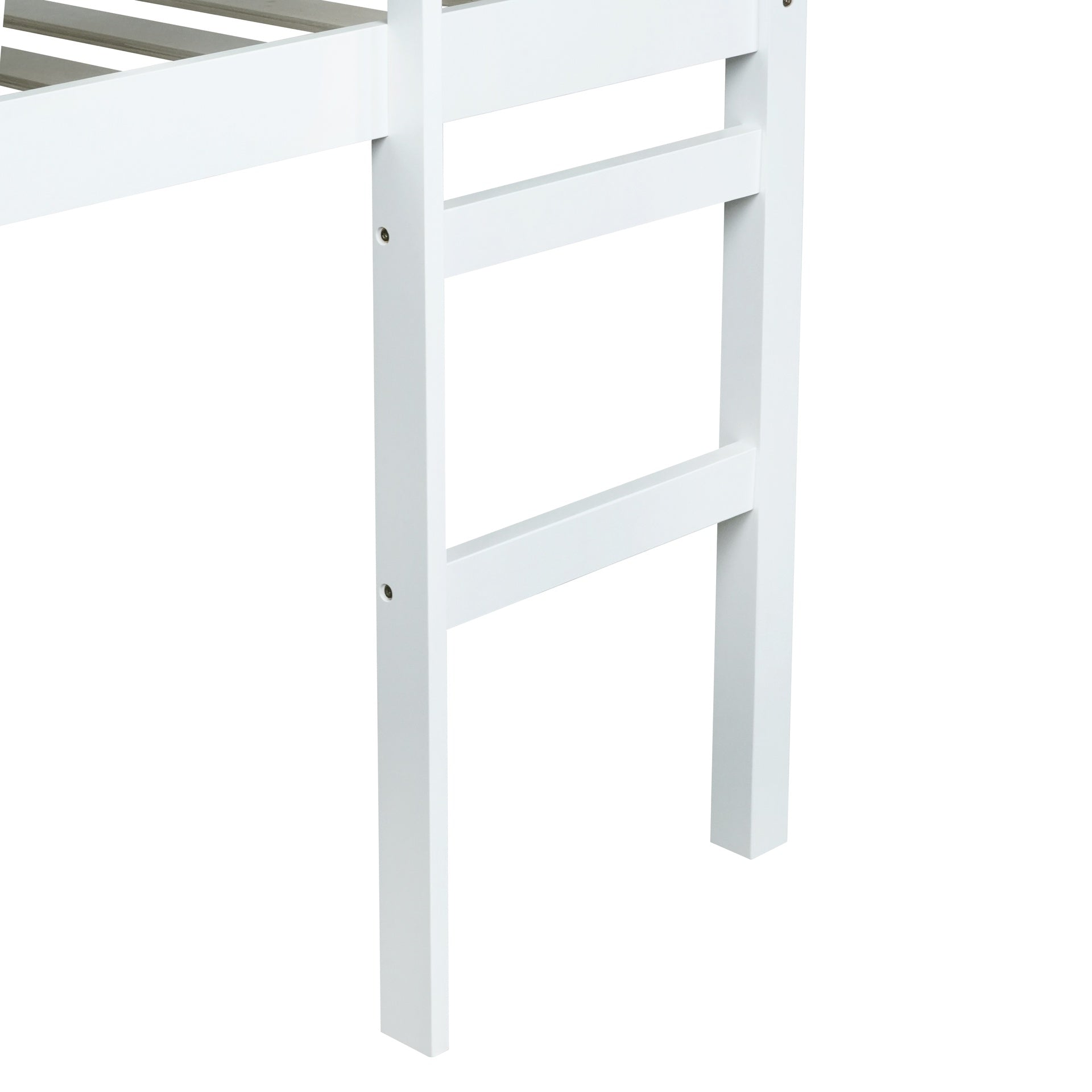Full Rubber Wood Loft Bed with Ladder,White