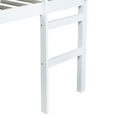 Full Rubber Wood Loft Bed with Ladder,White