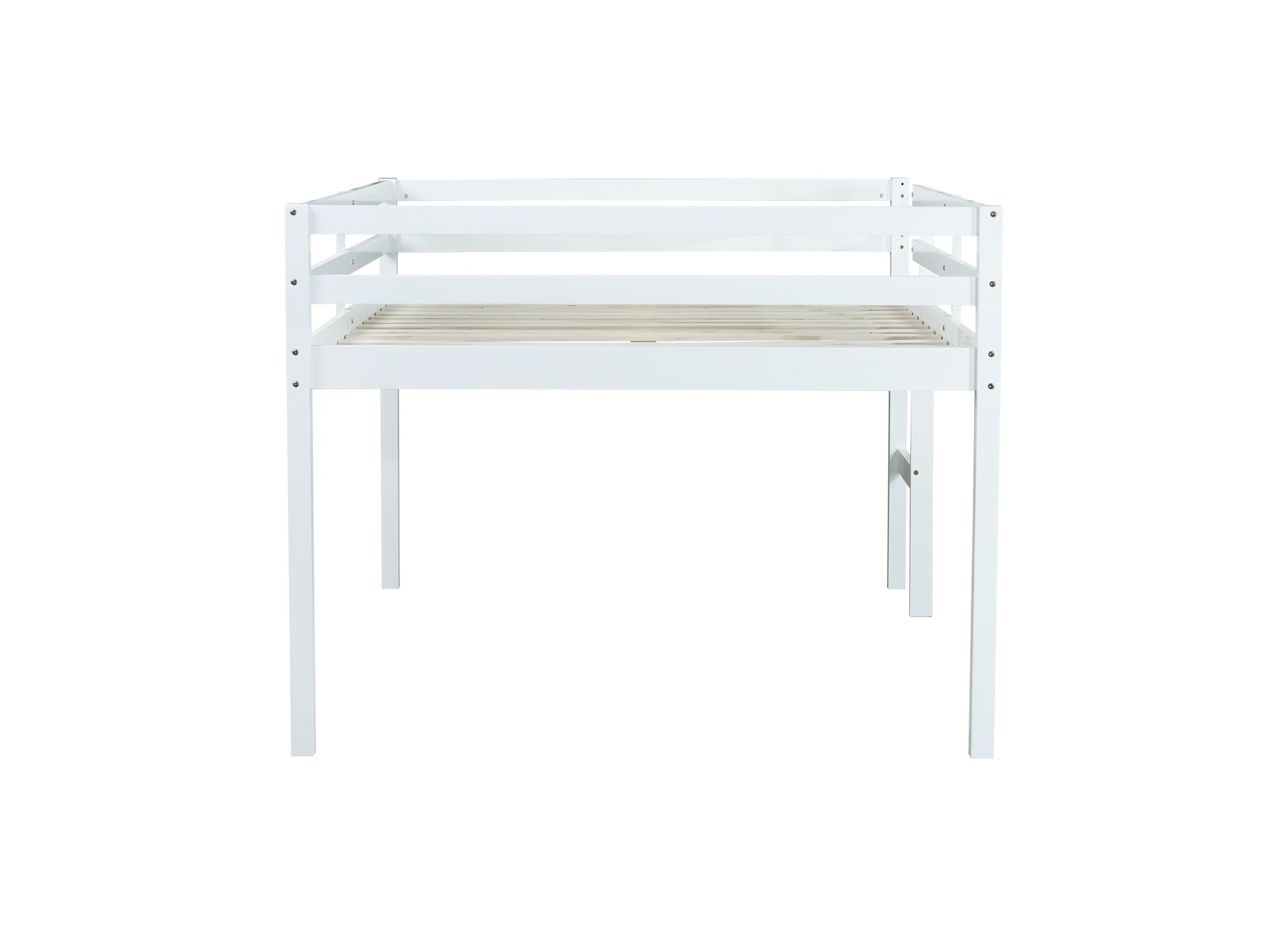 Full Rubber Wood Loft Bed with Ladder,White