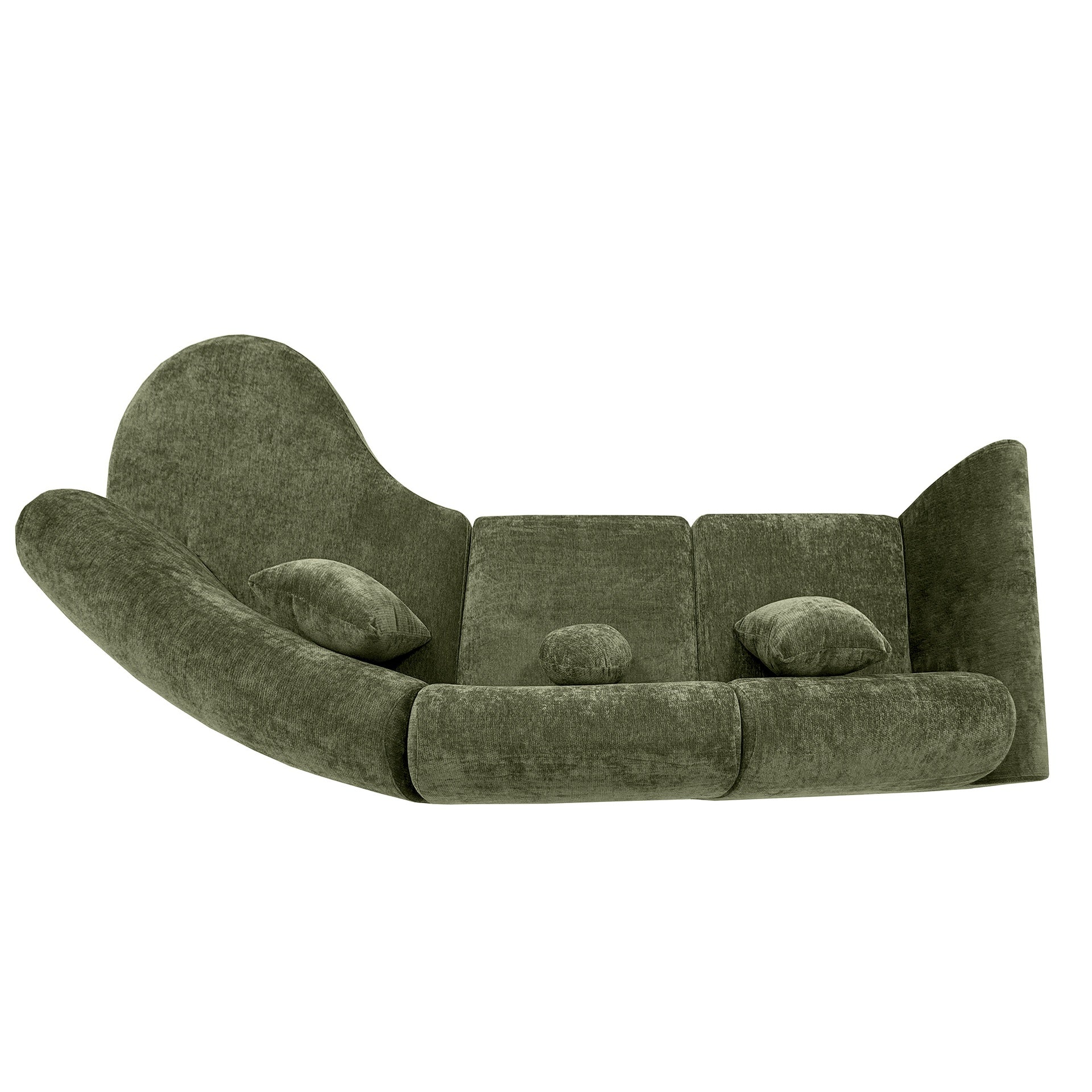 140" Modern Curved Sectional Sofa with High-Density Fully Compressed Sponge and Chaise Lounge, 3-Piece Set, Fully Assembled Right Hand Facing, Perfect for Living Room, Lounge