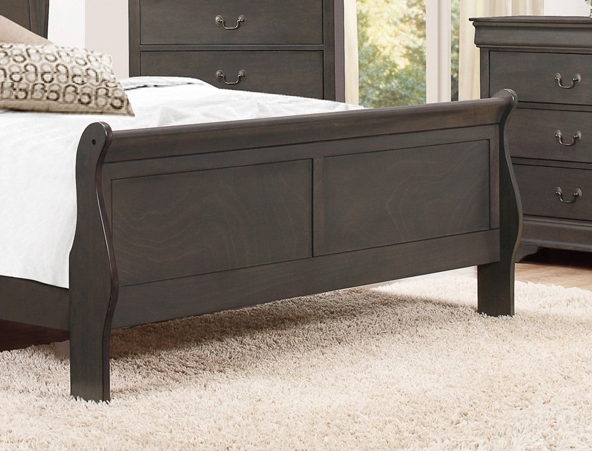 1pc Gray Finish Full Size Bed Traditional Louis Philippe Style Wooden Bedroom Furniture