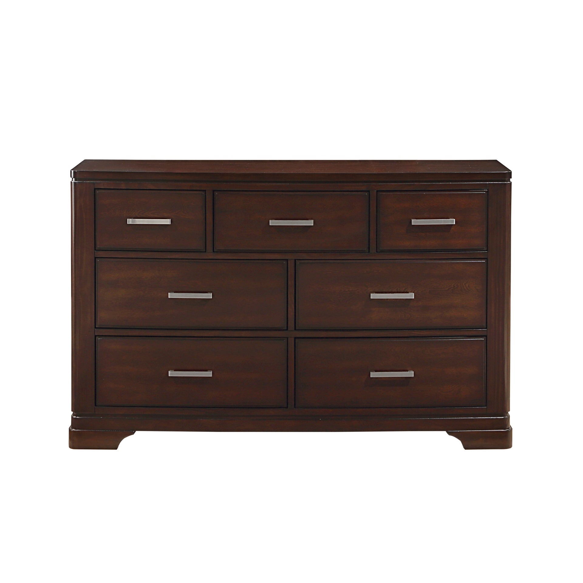 Modern Cherry Finish Dresser with 7-Drawers Smooth Glides Transitional Bedroom Furniture 1pc Storage Cabinet