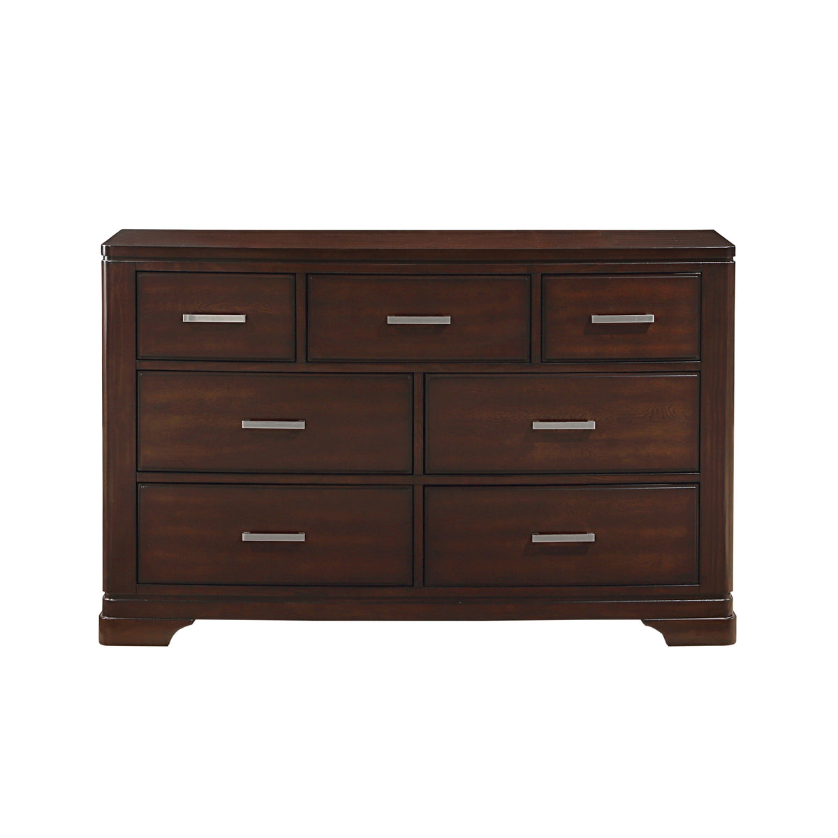 Modern Cherry Finish Dresser with 7-Drawers Smooth Glides Transitional Bedroom Furniture 1pc Storage Cabinet
