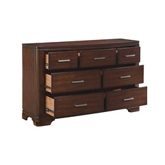 Modern Cherry Finish Dresser with 7-Drawers Smooth Glides Transitional Bedroom Furniture 1pc Storage Cabinet