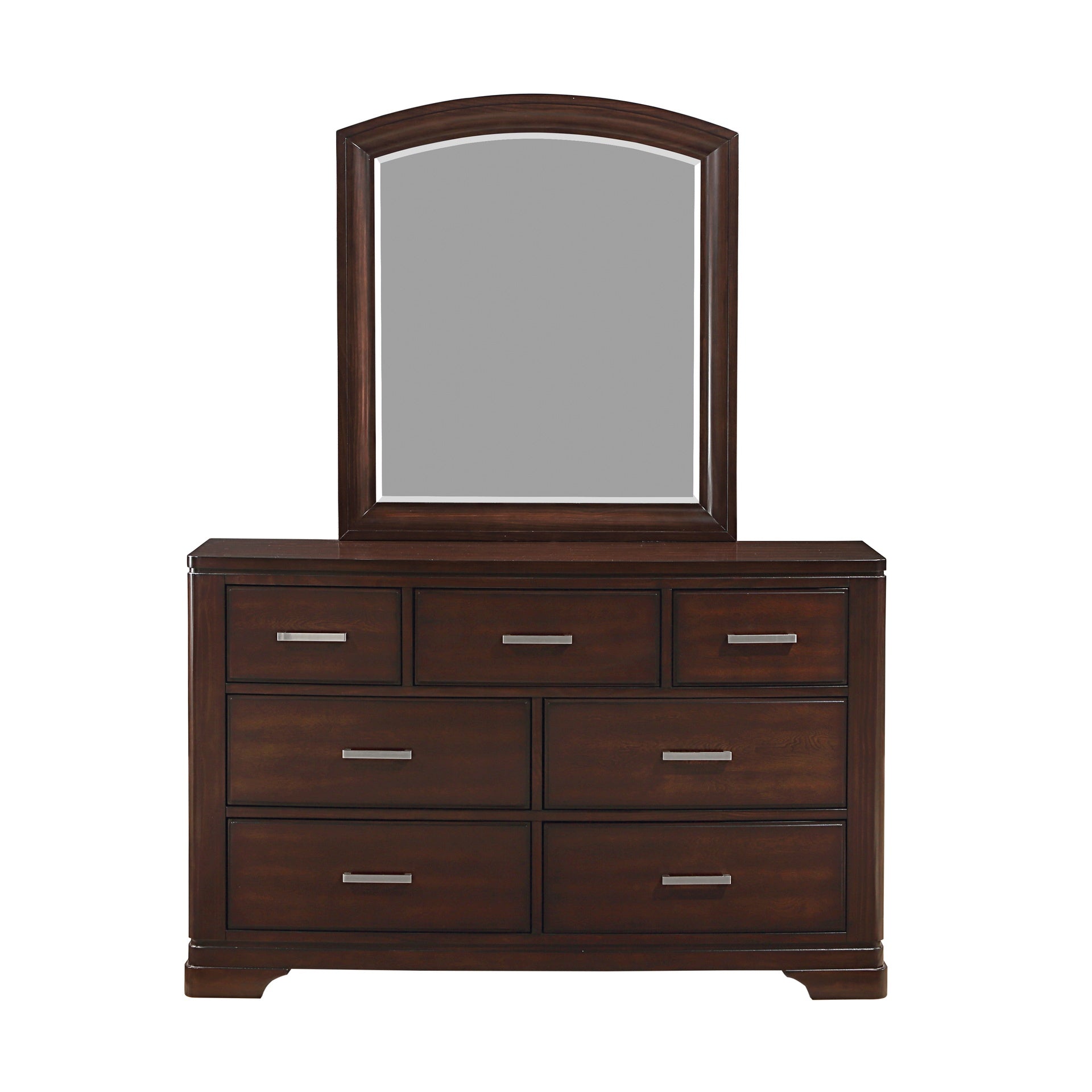 Modern Cherry Finish Dresser with 7-Drawers Smooth Glides Transitional Bedroom Furniture 1pc Storage Cabinet