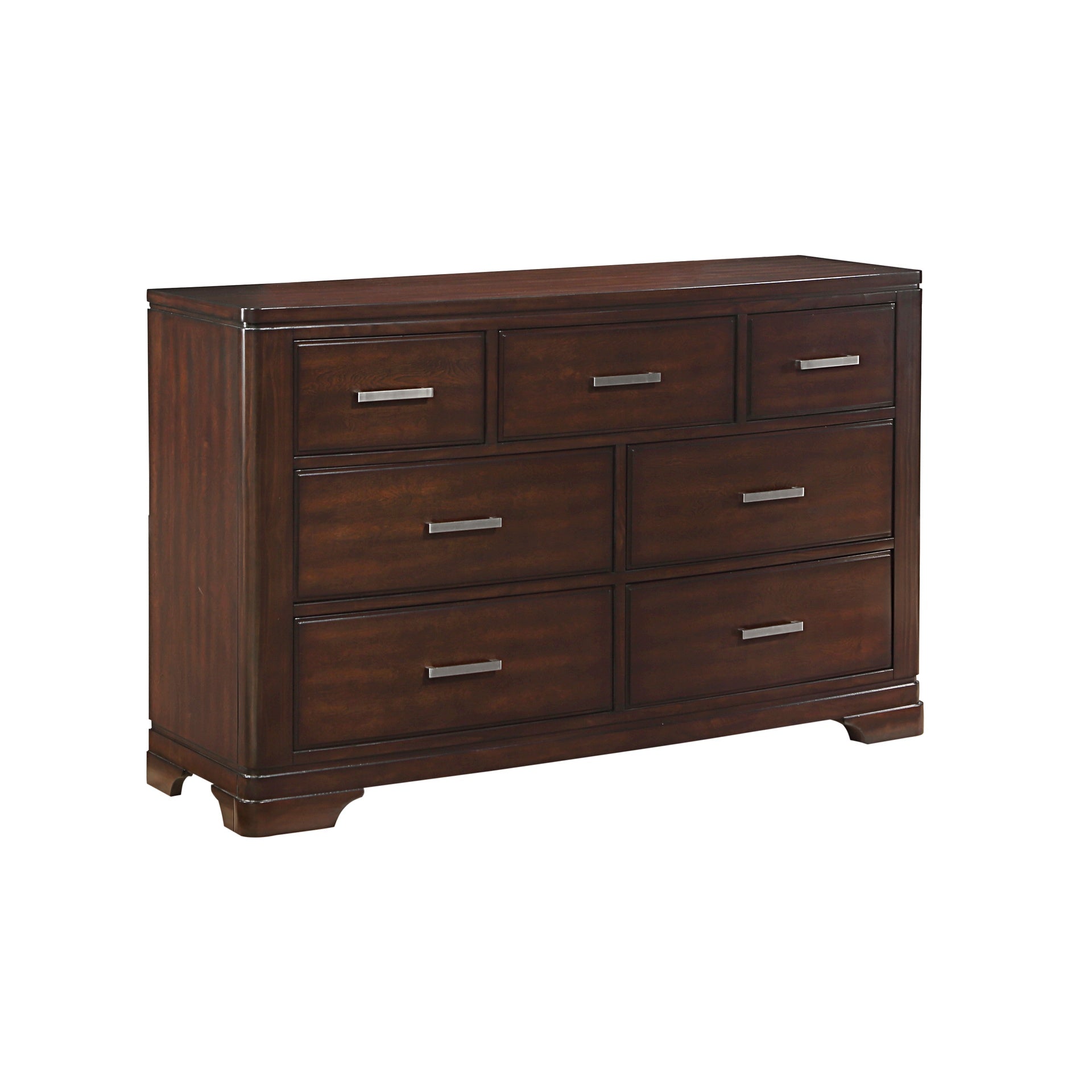 Modern Cherry Finish Dresser with 7-Drawers Smooth Glides Transitional Bedroom Furniture 1pc Storage Cabinet