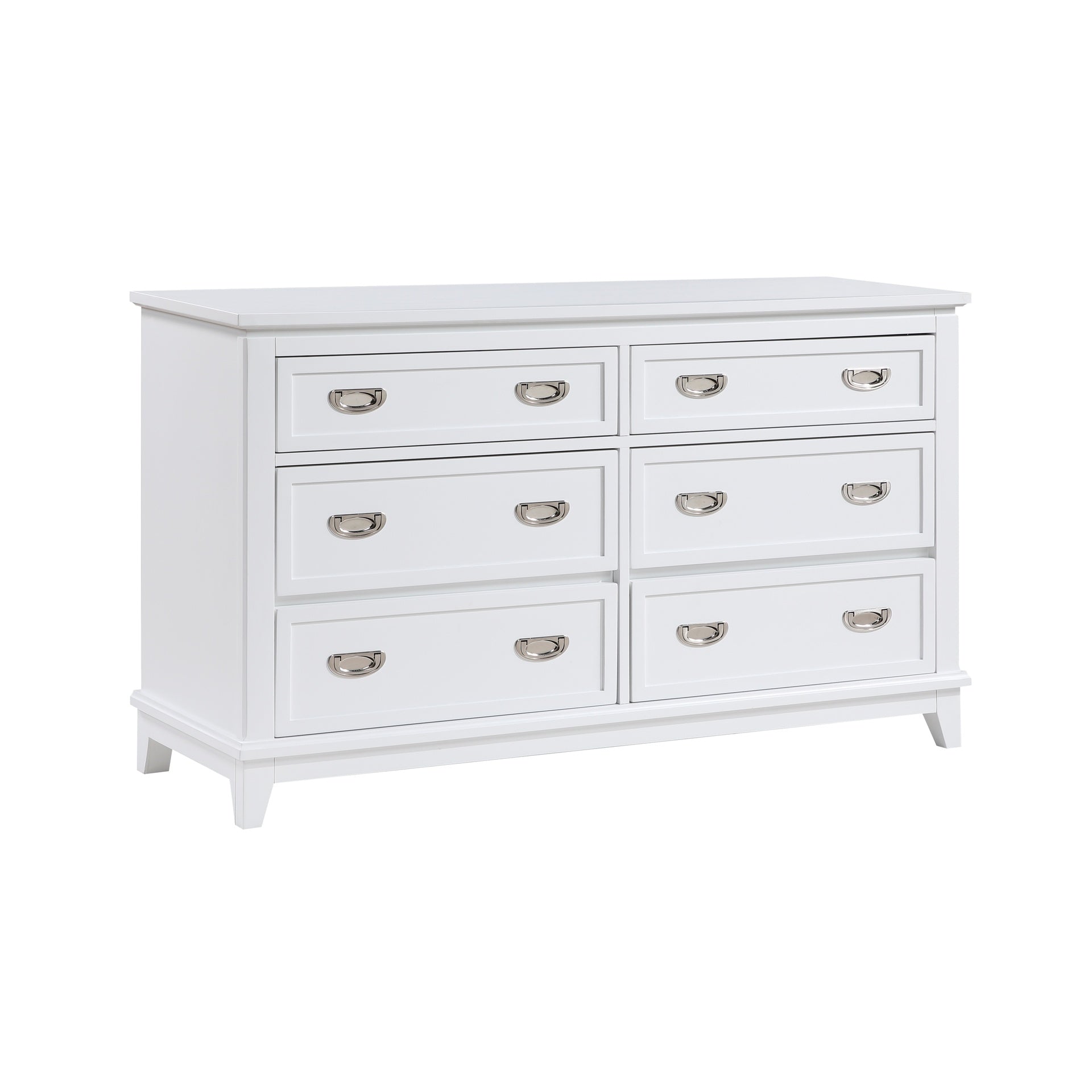 White Finish Dresser with 6 Drawers Wooden Modern Bedroom Furniture 1pc
