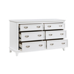 White Finish Dresser with 6 Drawers Wooden Modern Bedroom Furniture 1pc