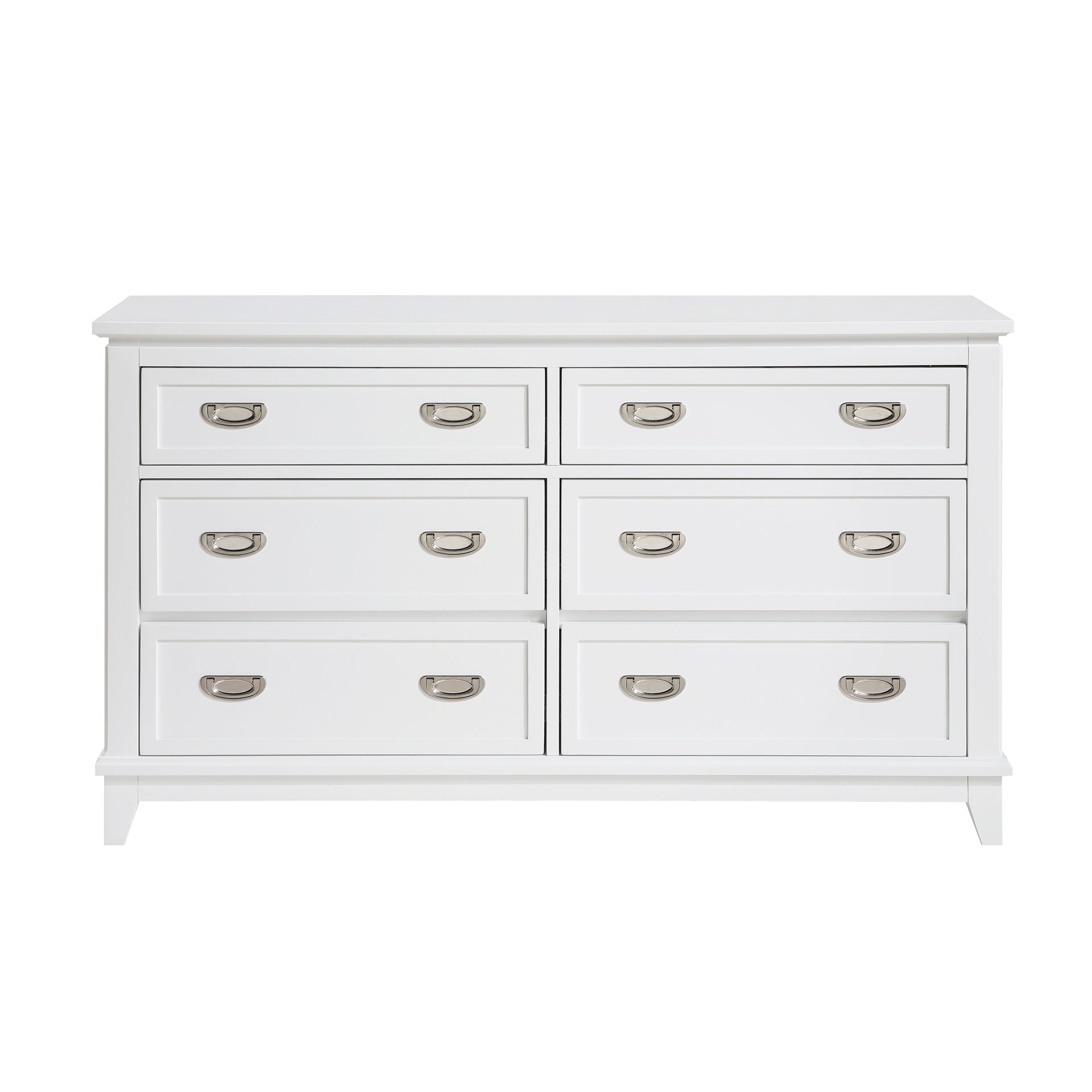 White Finish Dresser with 6 Drawers Wooden Modern Bedroom Furniture 1pc