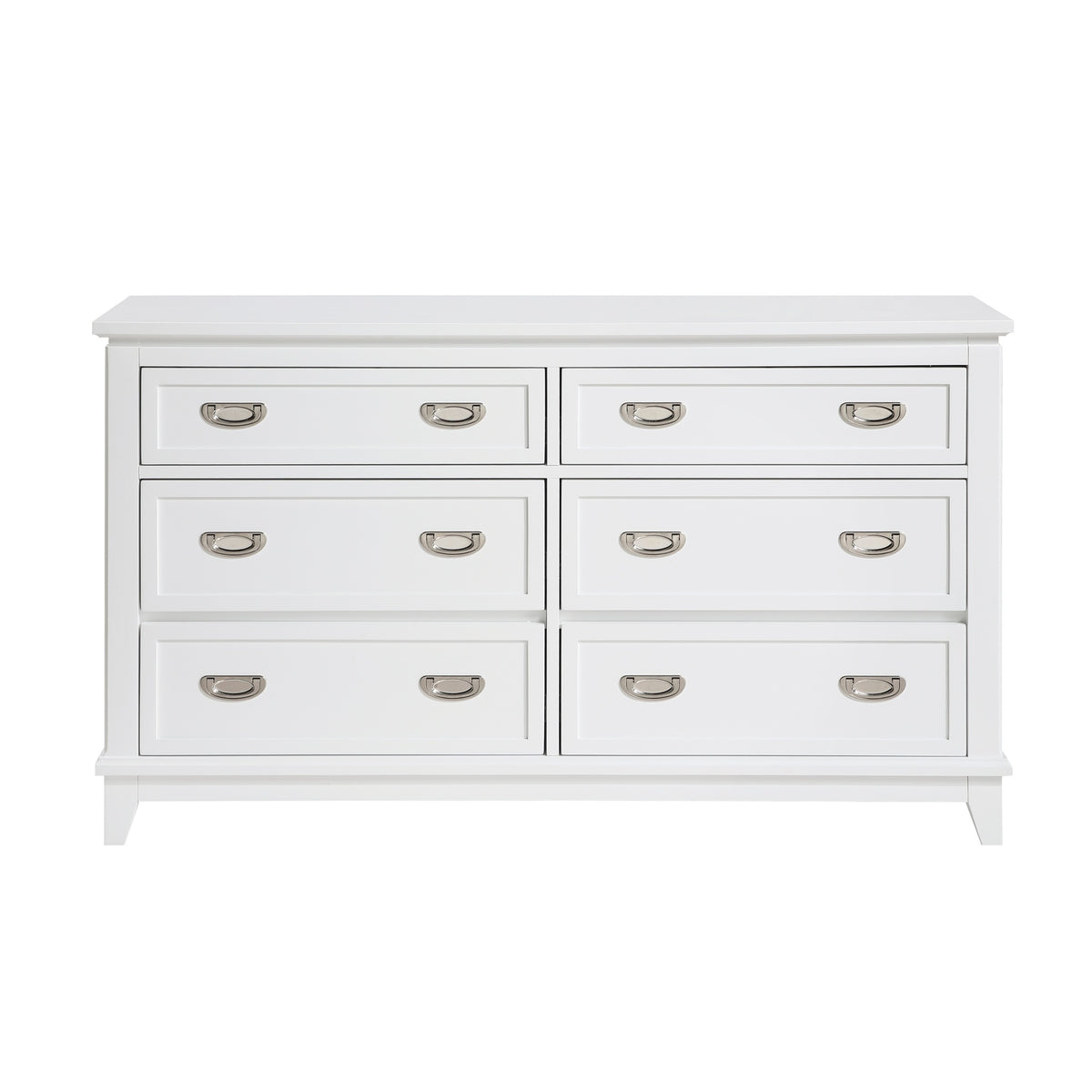 White Finish Dresser with 6 Drawers Wooden Modern Bedroom Furniture 1pc