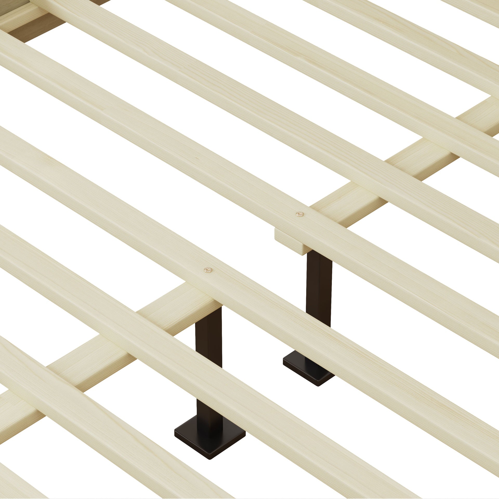 Solid Wood Platform Queen Bed With Rattan