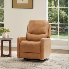 Dublin 30" Swivel Power Recliner Arm Chair Saddle Brown Faux Leather