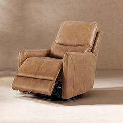 Dublin 30" Swivel Power Recliner Arm Chair Saddle Brown Faux Leather