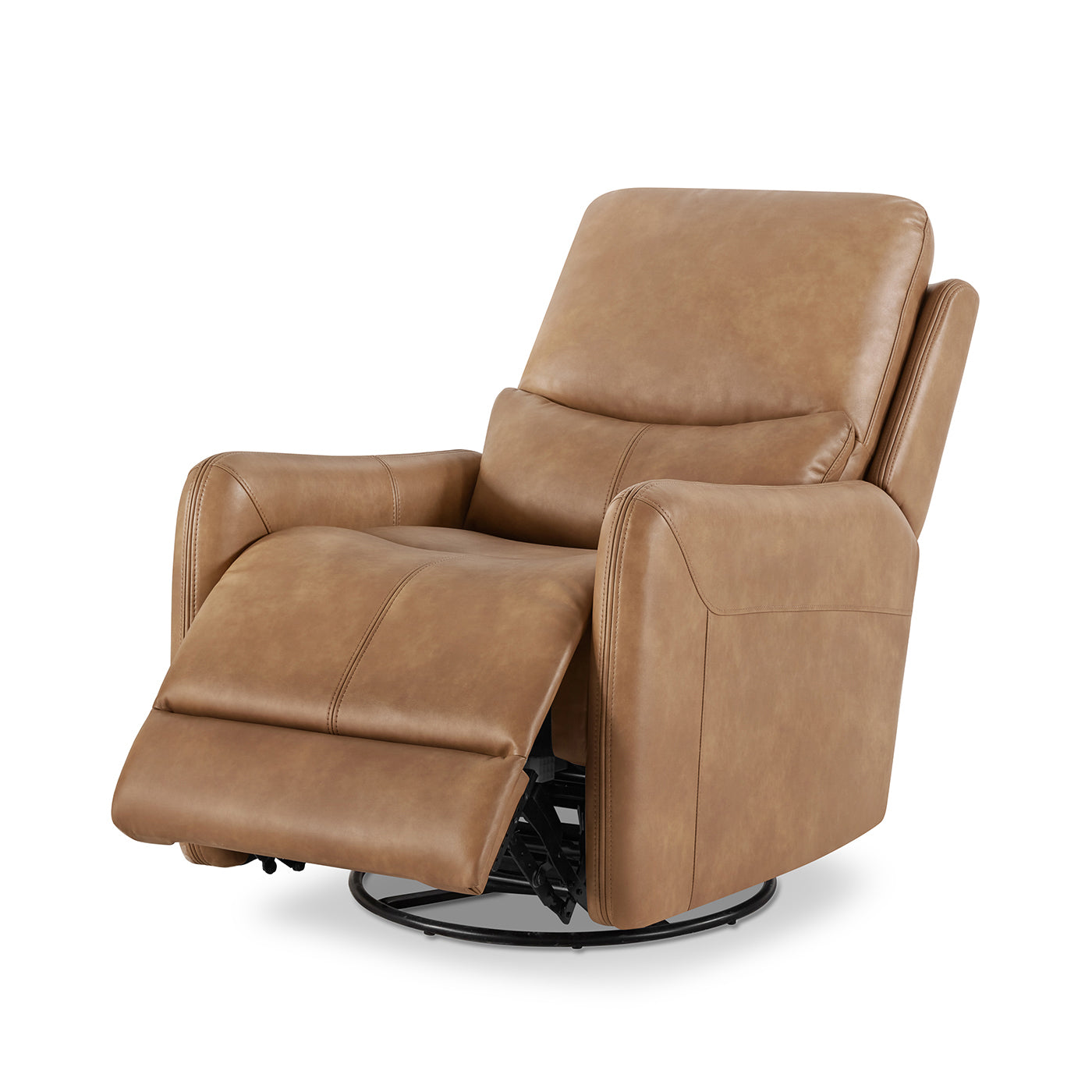 Dublin 30" Swivel Power Recliner Arm Chair Saddle Brown Faux Leather