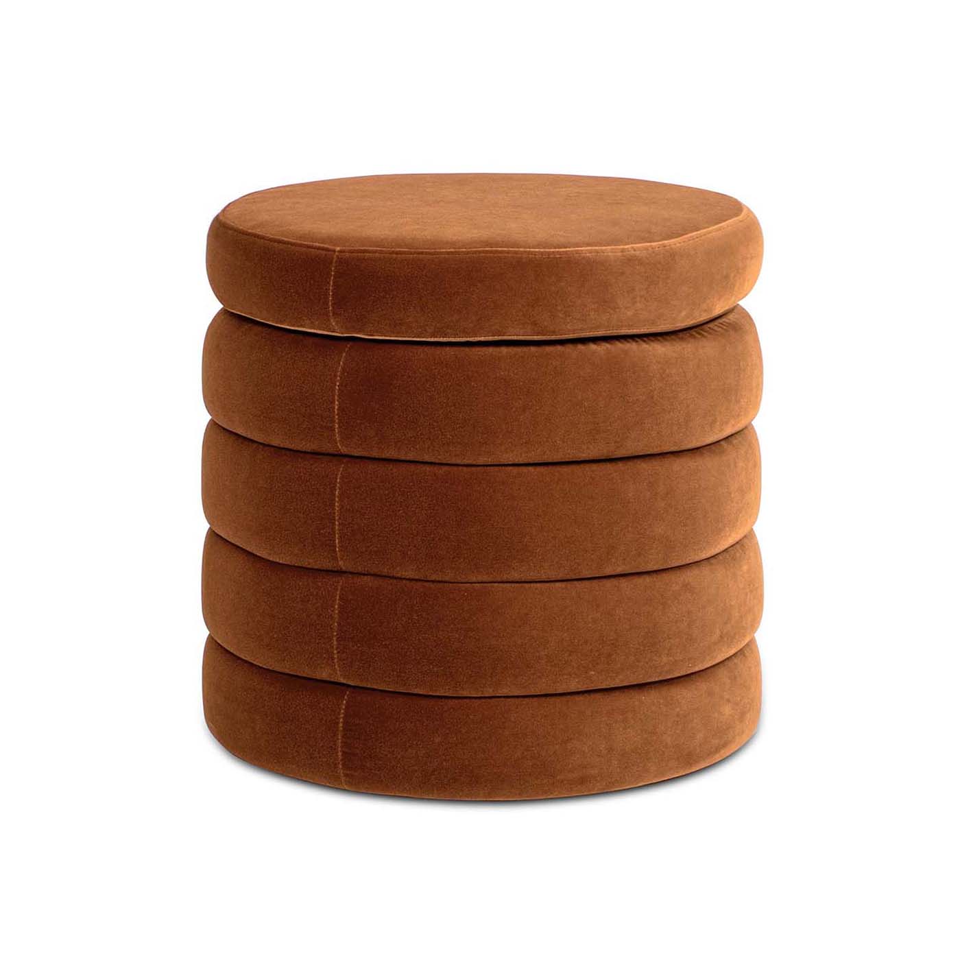 Fuji 19" Oversized Round Storage Ottoman, Burnt Orange   Performance Velvet
