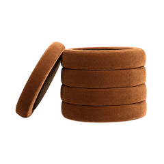 Fuji 19" Oversized Round Storage Ottoman, Burnt Orange   Performance Velvet