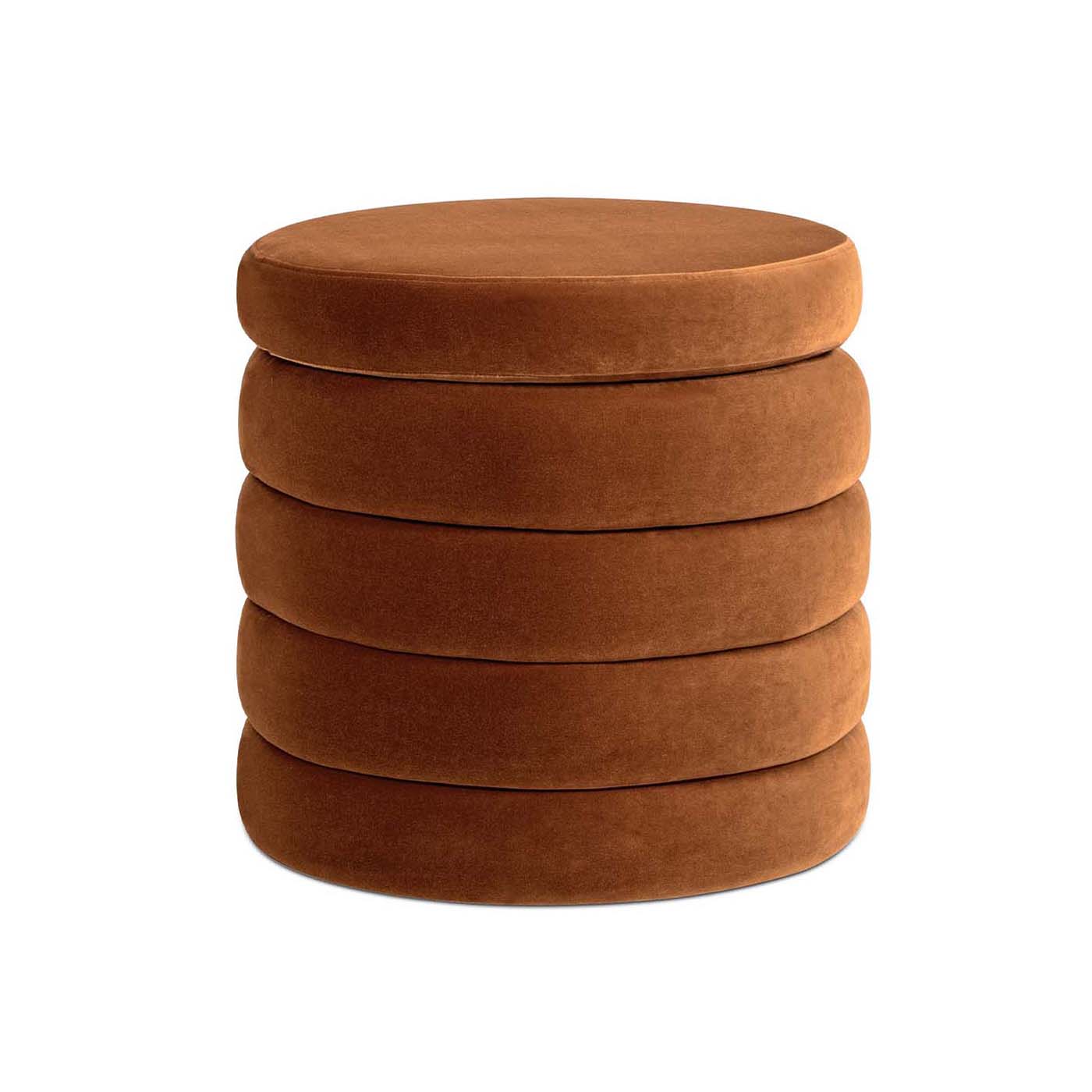 Fuji 19" Oversized Round Storage Ottoman, Burnt Orange   Performance Velvet