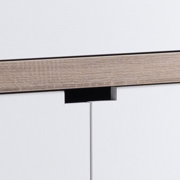 Modernize Kitchen Buffet Organizing Cabinet with 4 Shelves, White & Dark Taupe