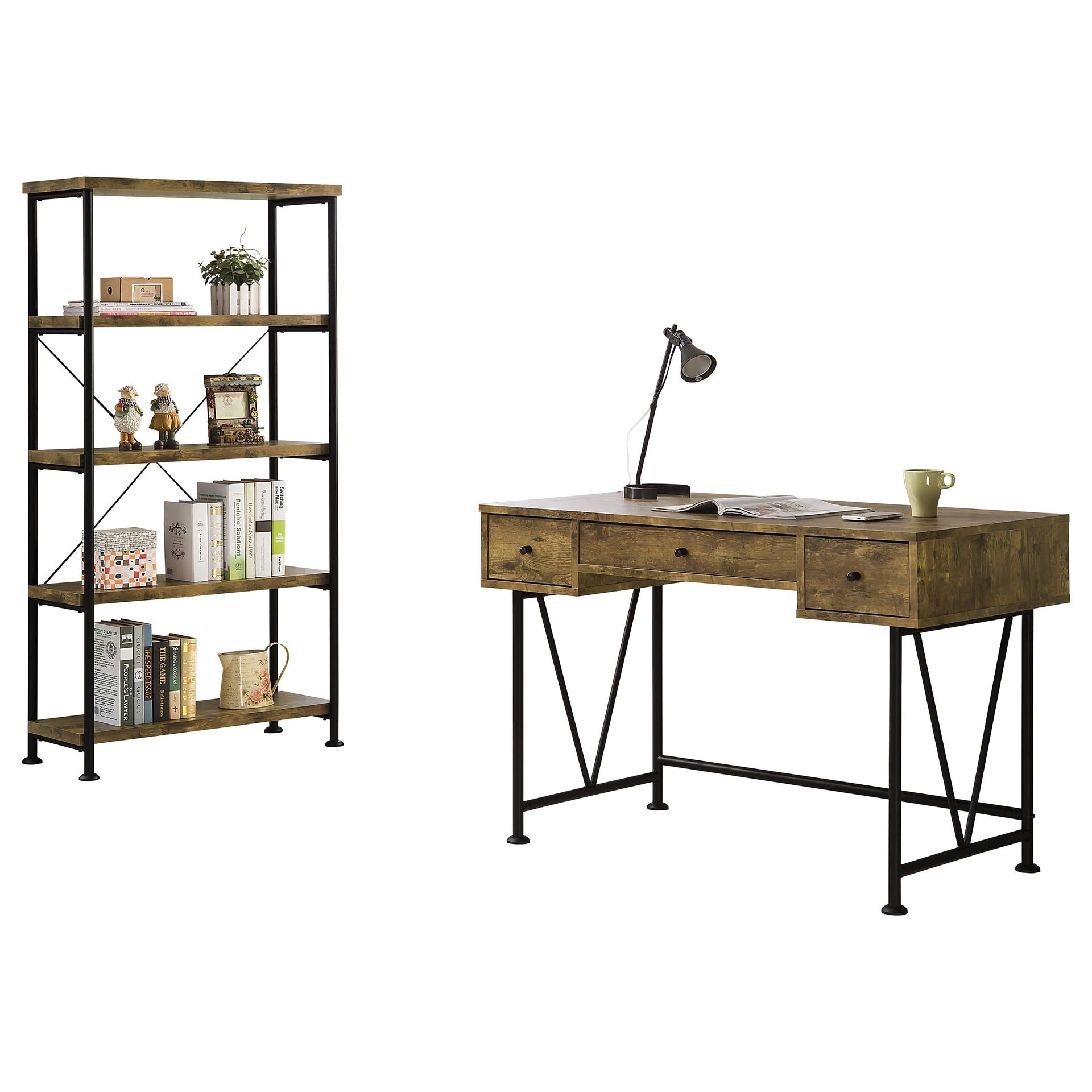 Avon Rustic Nutmeg 2-piece Computer Desk and Bookcase