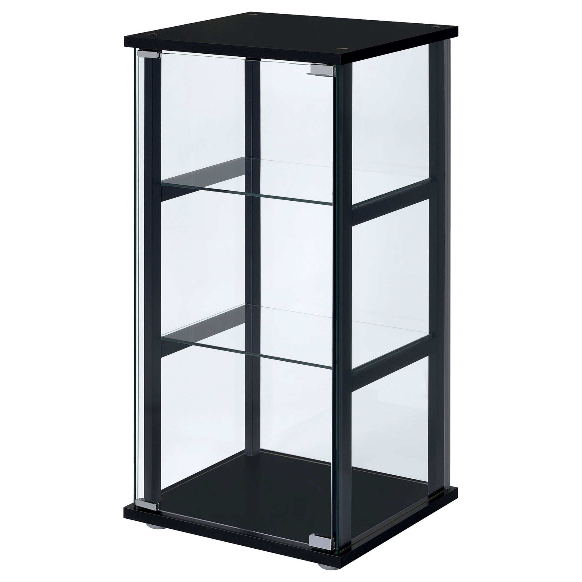 Callie Black Glass 3-Shelf Curio Cabinet