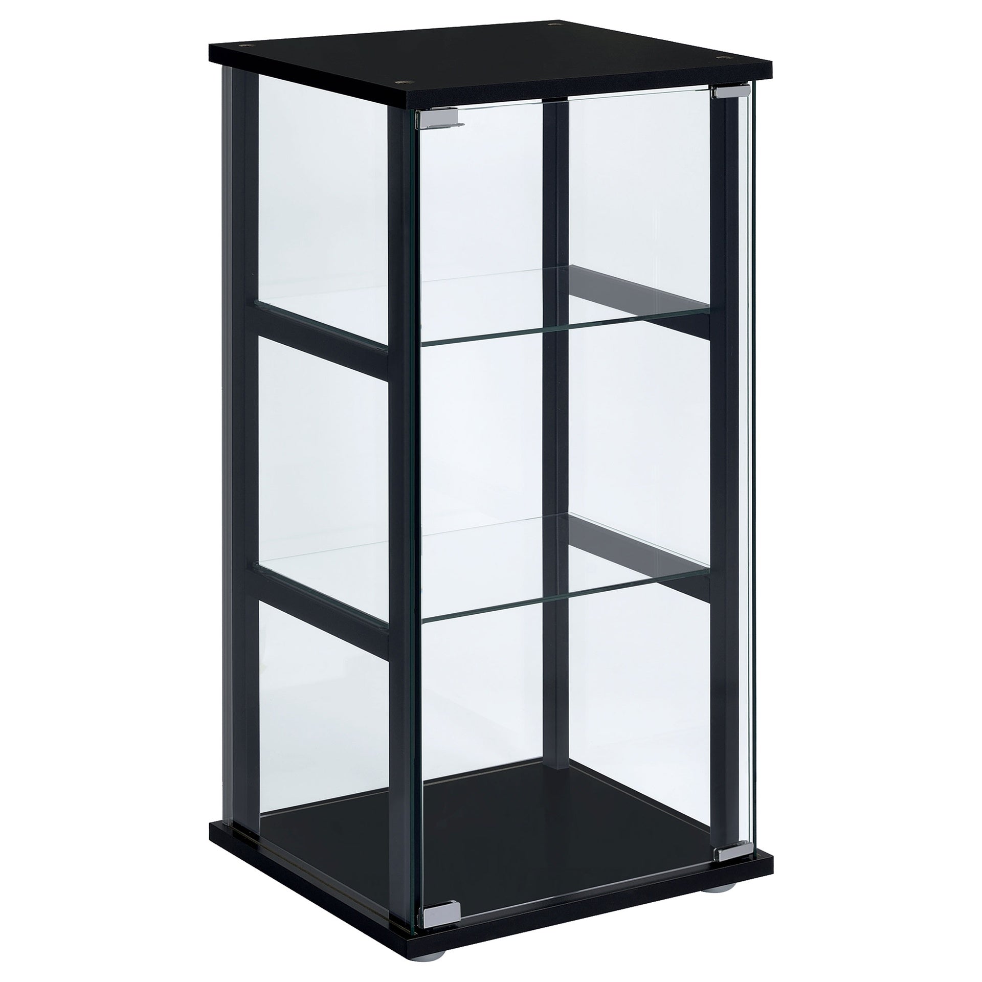Callie Black Glass 3-Shelf Curio Cabinet