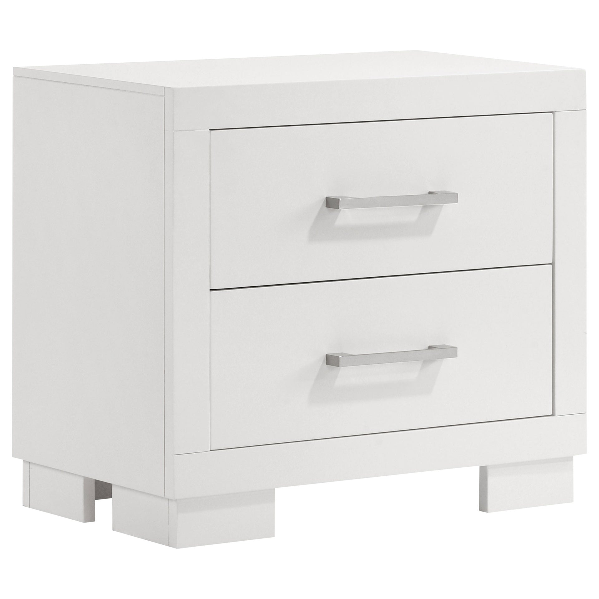 Copper White 2-Drawer Rectangular Nightstand with Bar Handle Pulls