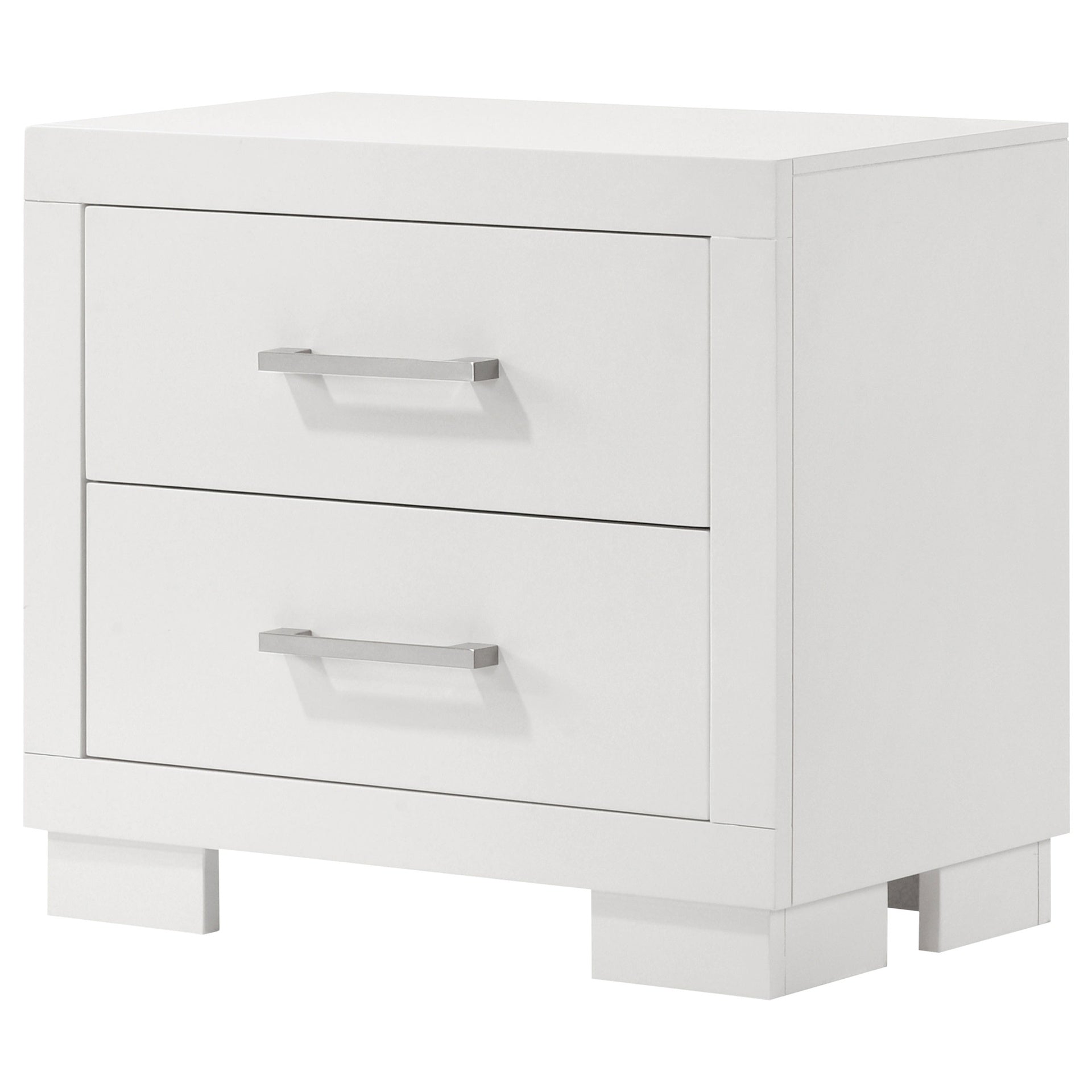 Copper White 2-Drawer Rectangular Nightstand with Bar Handle Pulls